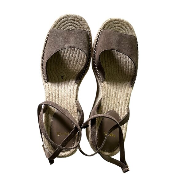 Mango MNG NWT Leather Espadrilles Wedge Sandals Platform Round toe Size 10 - Picture 6 of 7
